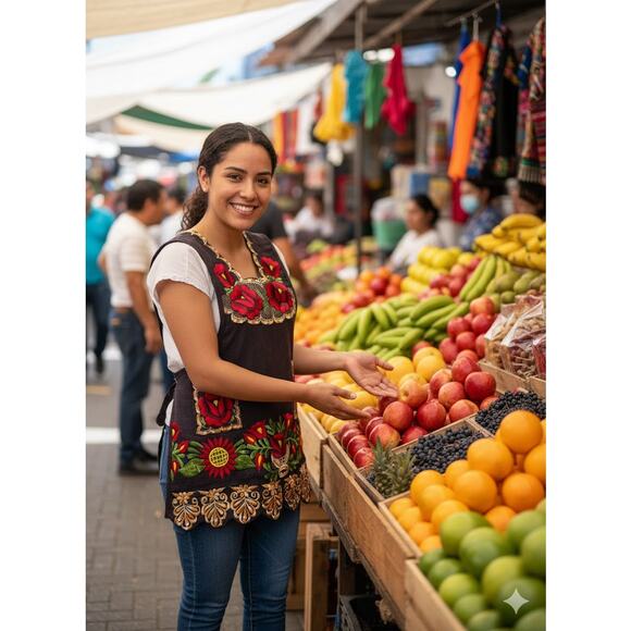 Mexican Folkloric apron embroidered  one of a kind mexico todo corazon  B4 - Picture 5 of 8